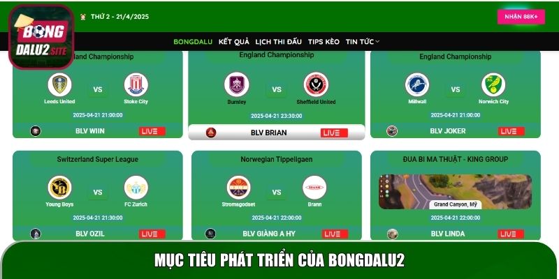 Mục tiêu phát triển của Bongdalu2